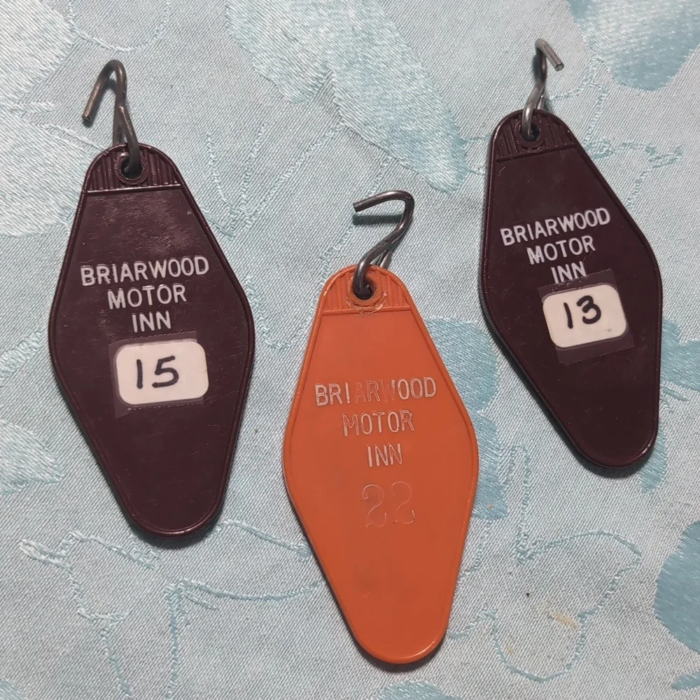 3 Vintage Motel Key Fobs from Briarwood Motor Inn Lincoln Maine